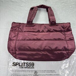 Splits59 Los Angeles Burgundy Quilted Tote Bag With Zipper Closure